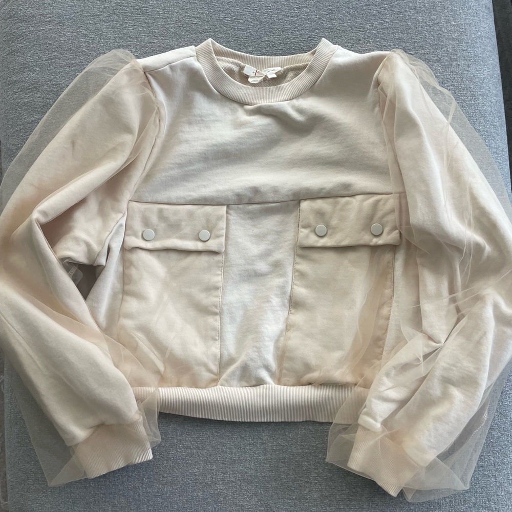 Anthropology cropped sweatshirt with puff sleaves